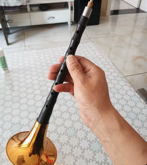 黑檀木D调唢呐，漆金碗子，木质气牌，胶木芯...