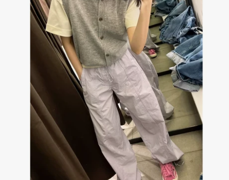 通勤简约秋季裤子女2023夏季新款系带设计...