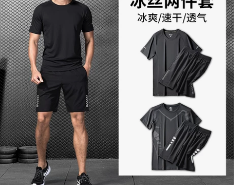 运动套装男速干健身衣服短裤短袖T恤夏季跑步...