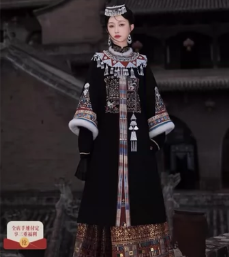 代拍 七月夕原创汉服 岁至 绣花圆领对襟长...