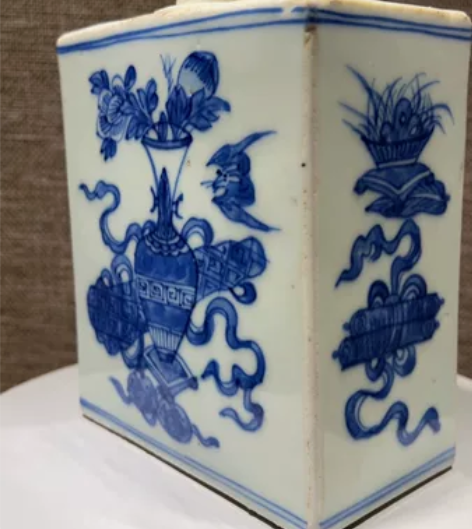 清朝时期清花陶瓷茶叶罐，尺寸如图，议价交易...