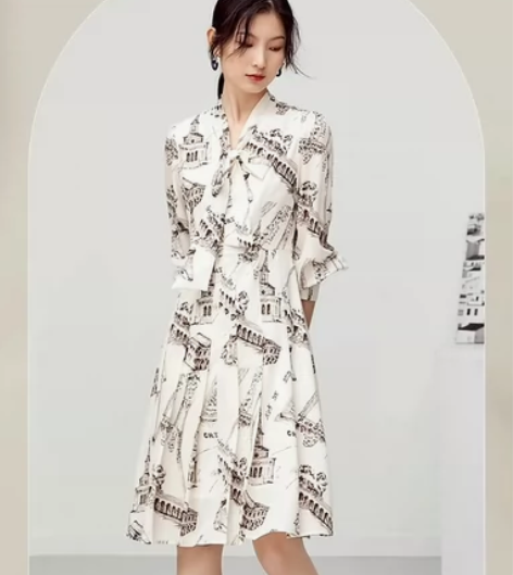 全新尚都比拉法式长袖连衣裙，2023年新款...