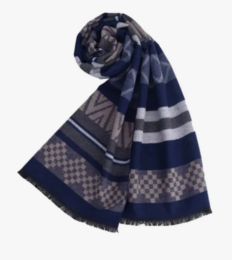 全新羚羊早安男士流苏时尚商务休闲条纹围巾保...