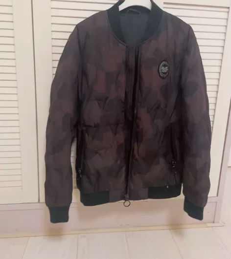 迷彩男款轻薄羽绒棒球服,XL,白鸭绒短款羽...