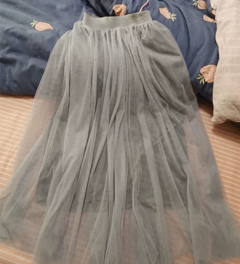 灰色纱裙，半身裙女春夏新款裙子网纱裙高腰文...