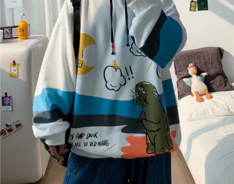 春秋季冬恐龙卫衣男加绒ins卡通外套宽松情...