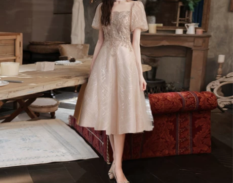 香槟色晚礼服女高级感轻奢小众高端成人礼公主...