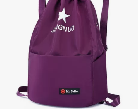 新款女式双肩包可折叠抽带束口袋户外休闲旅游...