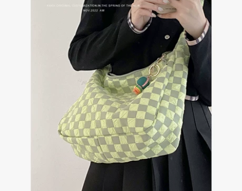 格子大包包女夏2021新款潮时尚托特包百搭...