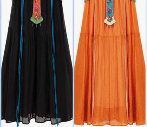 太华夜碧??同款  国风刺绣宽松中长裙20...