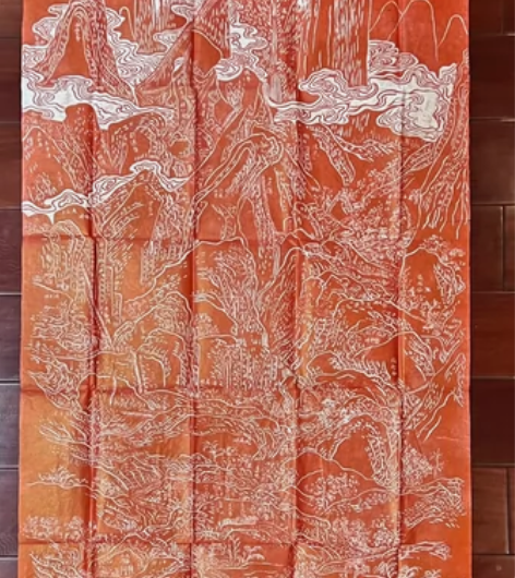 西安碑林翻刻明代石刻太华全图朱拓本，全手工...