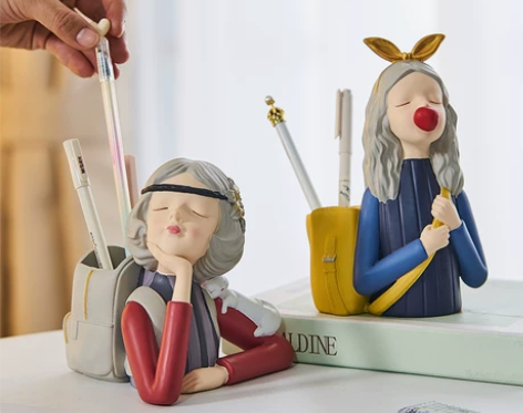 女生摆件家居好物书桌笔筒创意可爱办公室装饰...