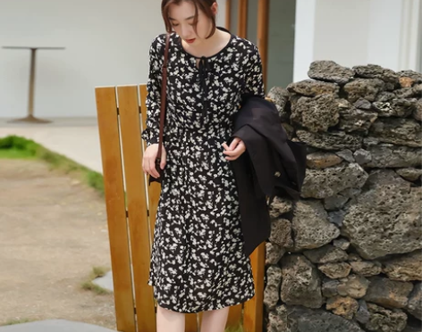 【上新价】大码女装秋新款小碎花裙子胖mm显...