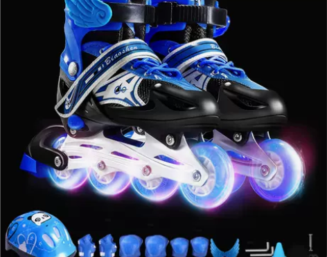 溜冰鞋儿童全套装初学者旱冰滑冰鞋男女童孩正...