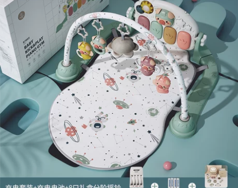 贝易脚踏钢琴婴儿健身架新生儿0-3-6月1...