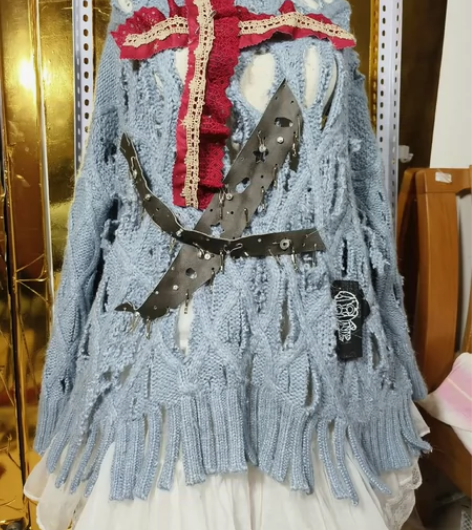 破洞毛衣 punk 个性潮流原创 上衣 旧...