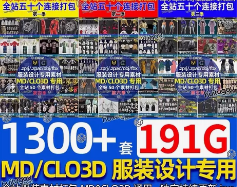 合集MD服饰服装CLO3D衣服版片面料打版...