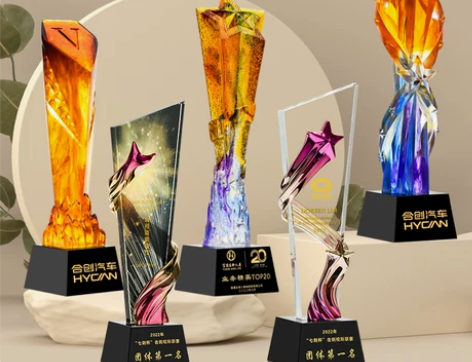 水琉璃奖杯定制订做光荣退休纪念荣誉授权牌优...