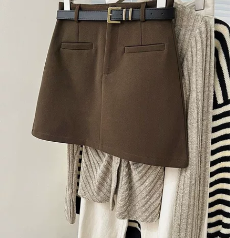 西装半身裙女秋冬新款高腰显瘦气质百搭a字裙...