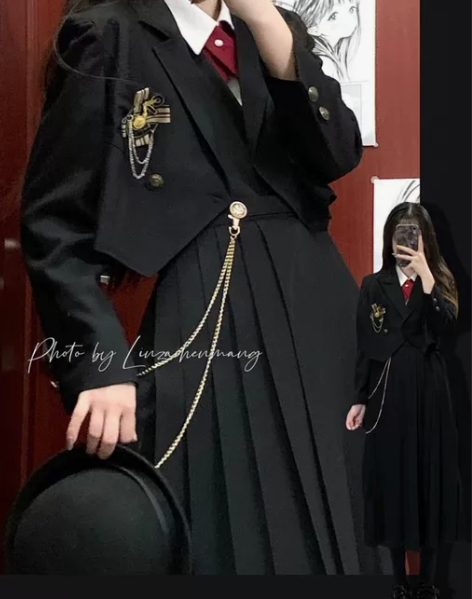 青空绪j日系格裙半身裙甜美风百褶裙 ?42...