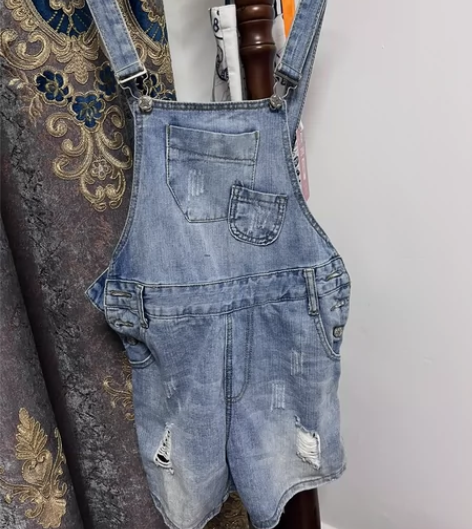 包邮酷盐系牛仔背带裤女春设计感小众美式复古...