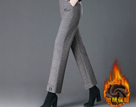 品哥弟新加绒加厚羊毛九分裤秋冬新款小个子高...