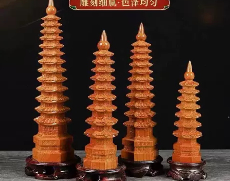笔筒摆件 笔筒摆件家居桃木文昌塔纯木质十三...