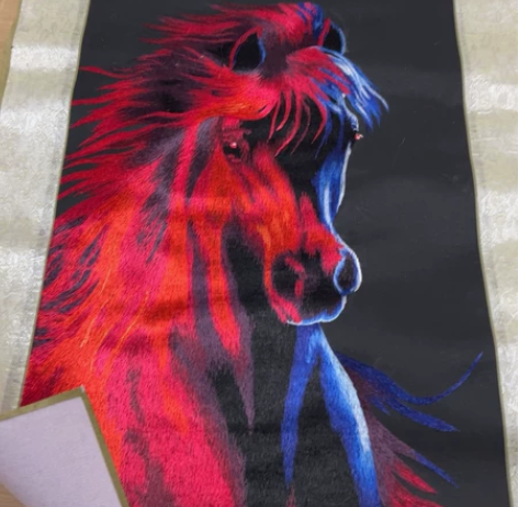 苏绣成品挂画 书房竖版玄关画草原神骏马丝线...