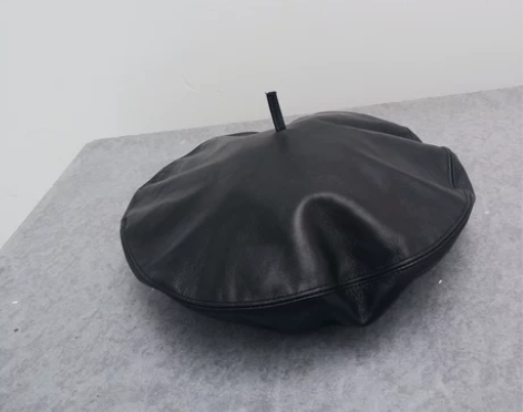 INZINA复古英伦PU皮质贝雷帽女秋冬韩...