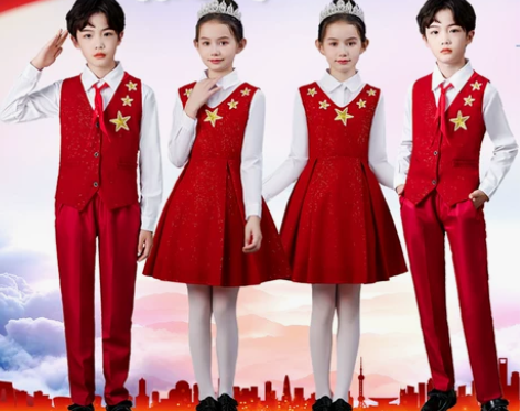 儿童合唱服中小学生红领巾元且演出服朗诵礼服