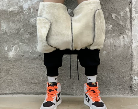 运动九分裤 运动九分休闲裤羊羔绒裤子男士加...