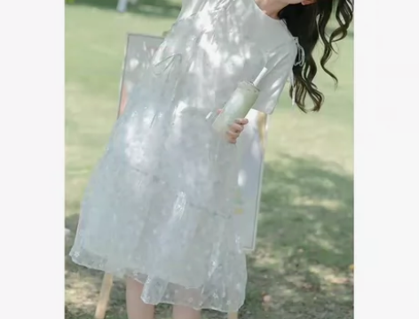 甜美学院风蝴蝶结网纱吊带裙女夏小清新碎花连...