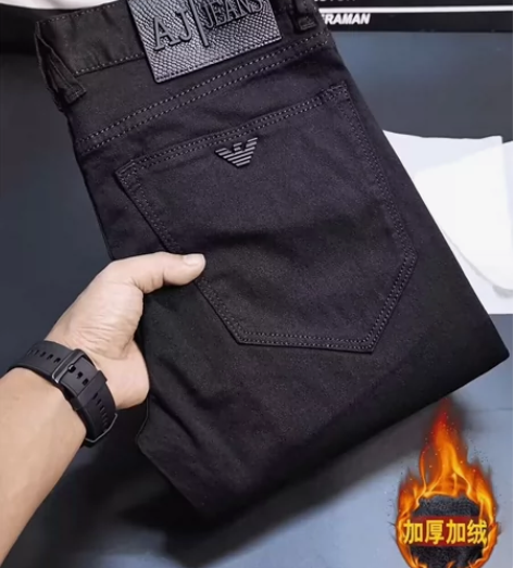 秋冬新款纯黑色牛仔裤男士欧美简约休闲百搭修...