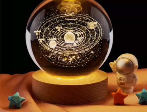 全新可发光水晶球小夜灯创意摆件生日礼物送女...