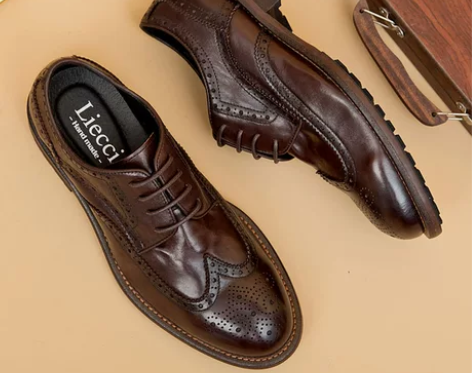 布洛克男鞋雕花英伦风复古牛津皮鞋秋季头层牛...