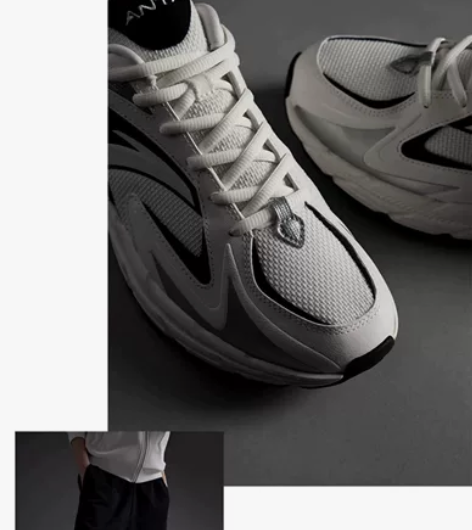 安踏AT952运动鞋 黑白色 穿过几次 3...