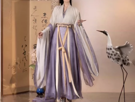 梨花阁亭九翊原创汉服女魏晋风交领广袖齐腰印...