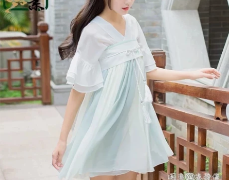 【出/换】改良汉服日常汉元素可爱喇叭袖短款...