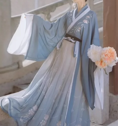 桔屿梧桐落汉服女中国风交领大袖齐腰襦裙魏晋...