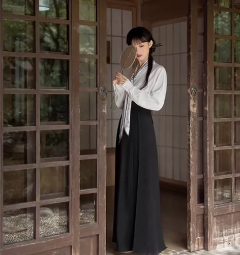 七月夕原创 暮商 改良交领上衣三裥裙套装日...