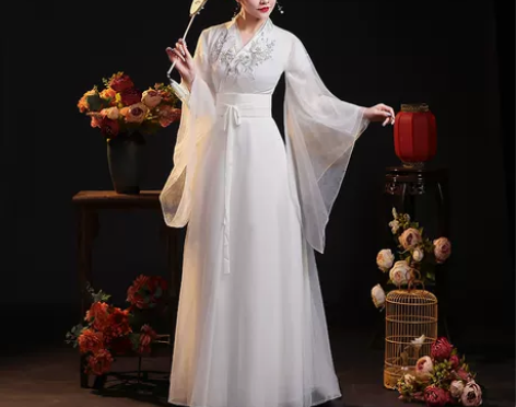 汉服女古装白色飘逸超仙气襦裙原创正品中国风...