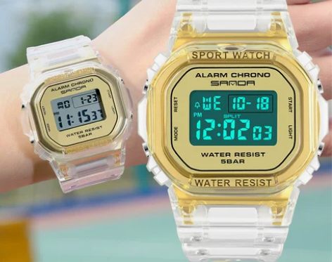 小方块手表男女ins风透明多功能电子表初高...