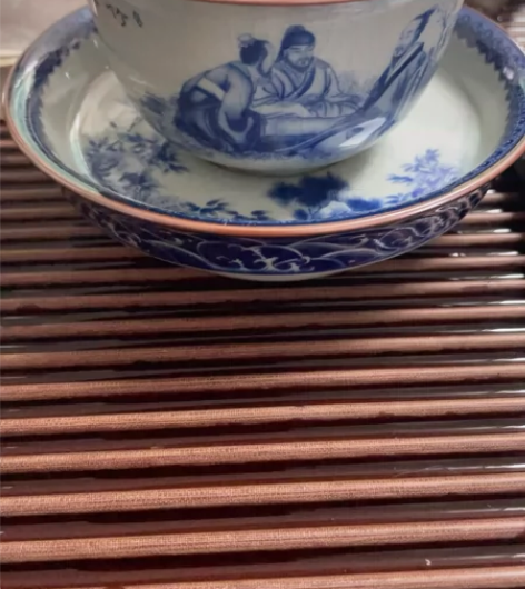 青花三才盖碗老陶泥！！竹林七贤！大容量20...