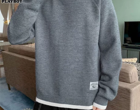 【暖心价】花花公子毛衣男士秋冬季圆领线衣打...