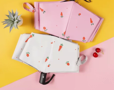 全自动折叠晴雨两用伞小清新黑胶防晒太阳伞防...