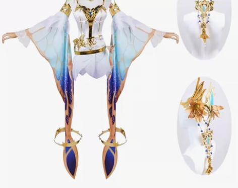 王者荣耀貂蝉金色仲夏夜白色蝴蝶梦cos服装...