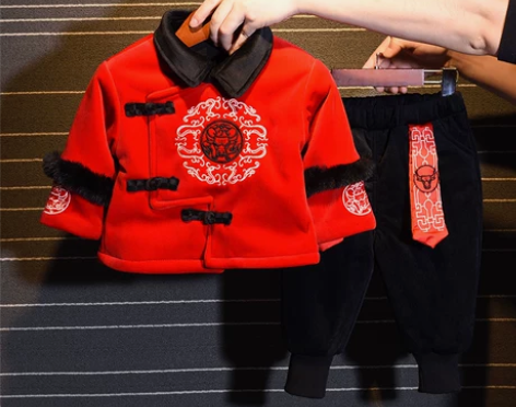周岁宝宝礼服秋冬儿童过年汉服两件套洋气男童...