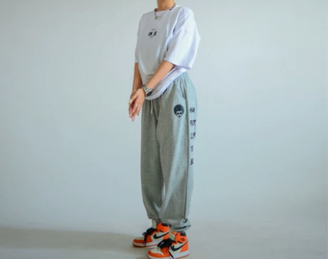 【心动7折】灰色嘻哈爵士舞蹈束脚裤宽松时尚...