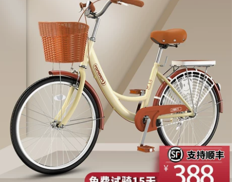 永久通勤自行车女款轻便实心胎单车上班代步复...