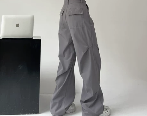 西装裤女秋季2023年新款宽松灰色美式高街...